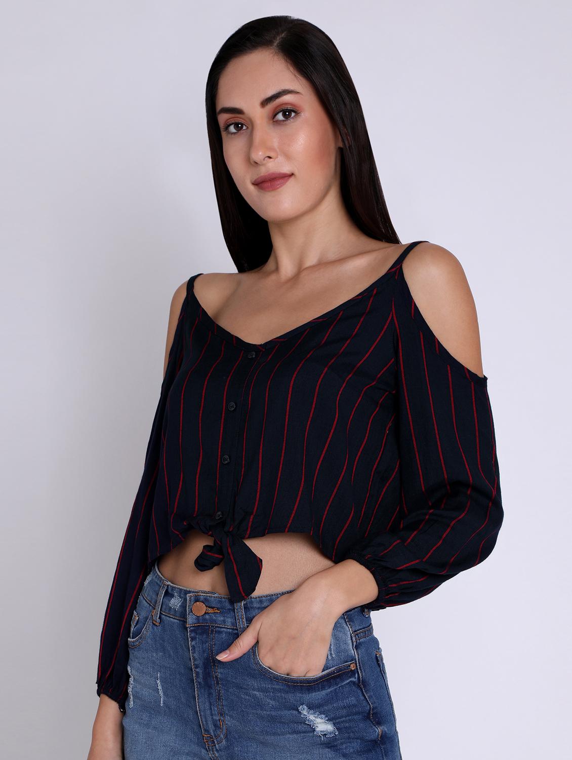 women's crop shoulder strap top - 16631895 - Standard Image - 1