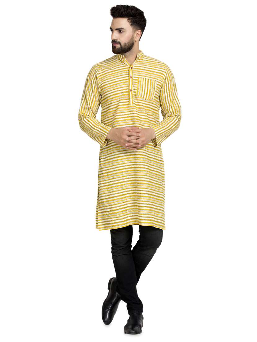 yellow striped long kurta