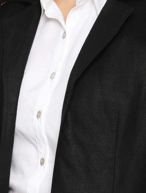 lapel neck long sleeved coat - 16632066 - Standard Image - 4