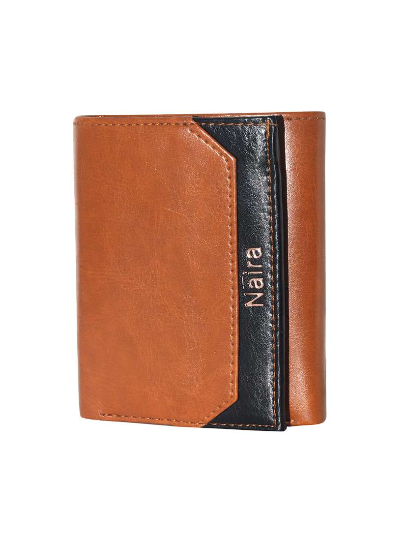 brown leatherette wallet