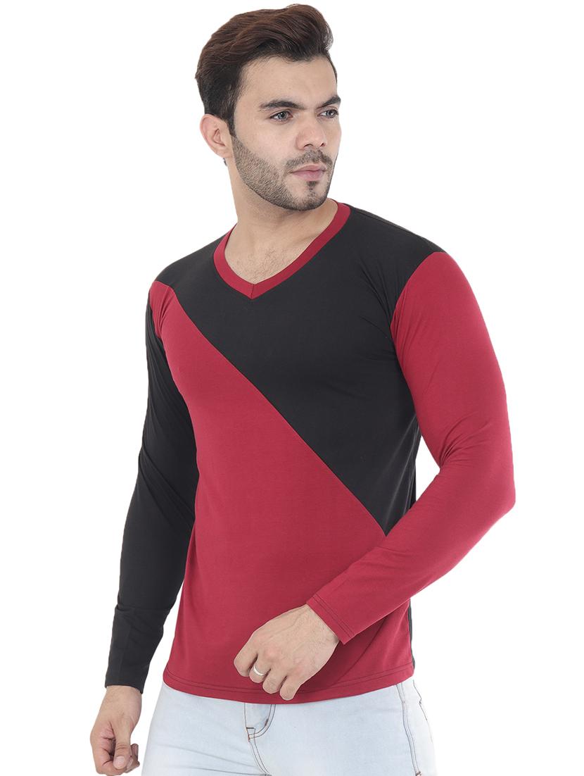 black color block cut & sew t-shirt - 16633123 -  Standard Image - 1