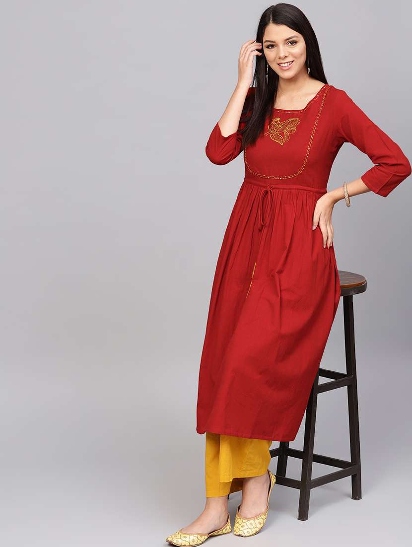 embroidered a-line kurta