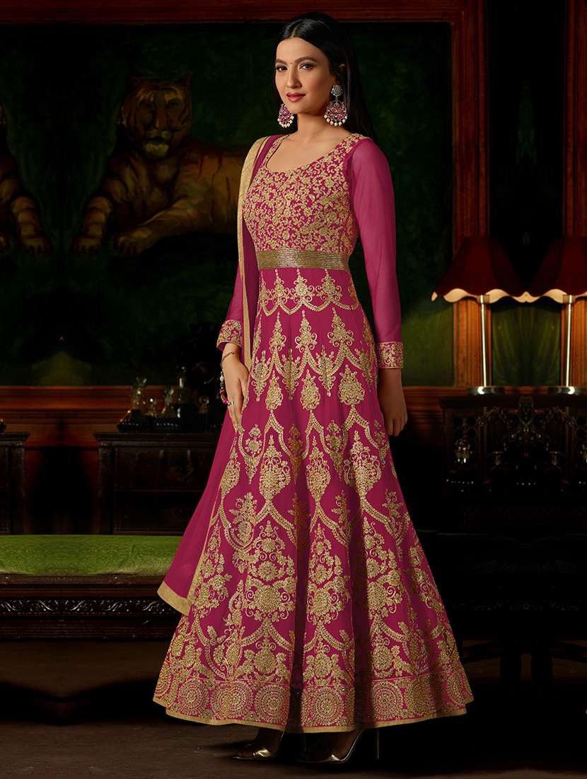 embroidered semi-stitched suit