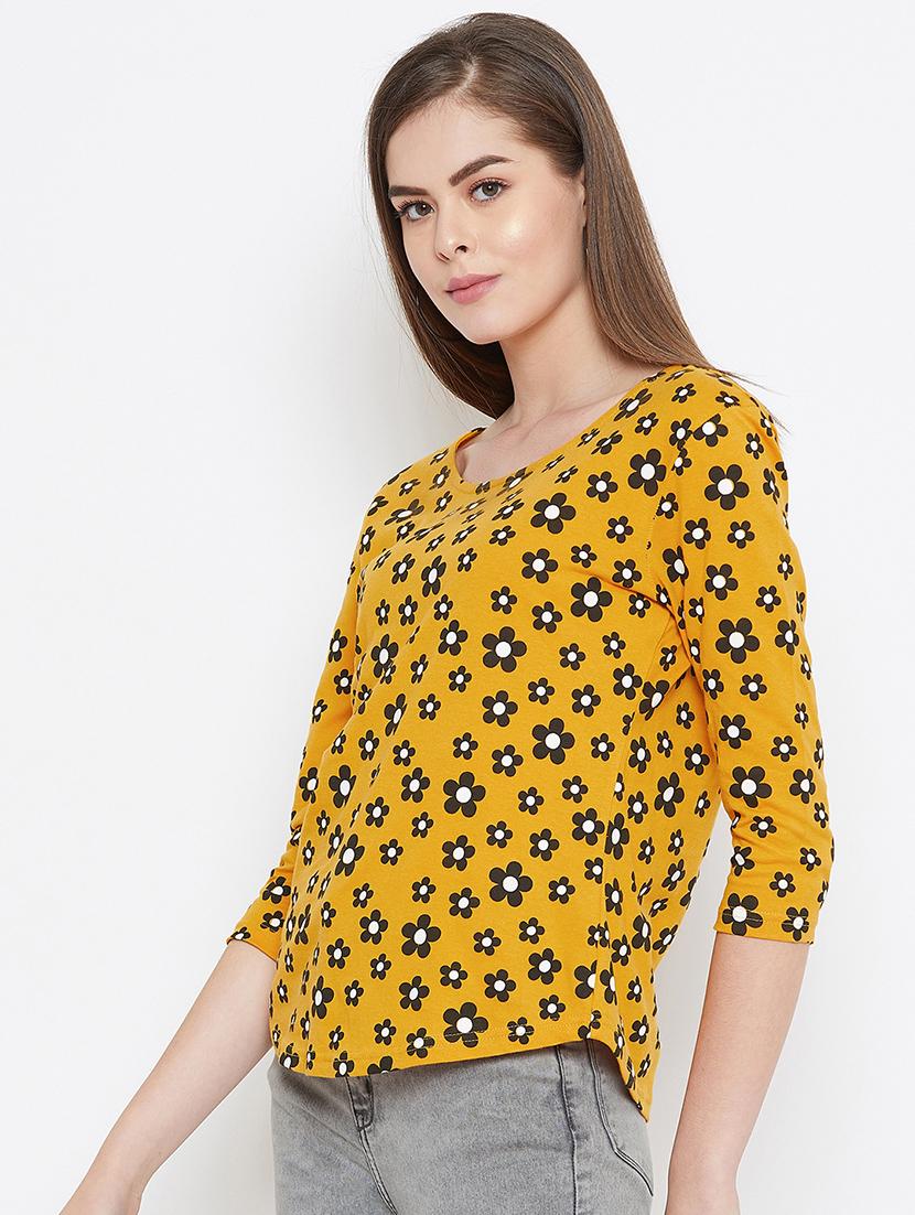 round neck floral print top - 16634620 - Standard Image - 1