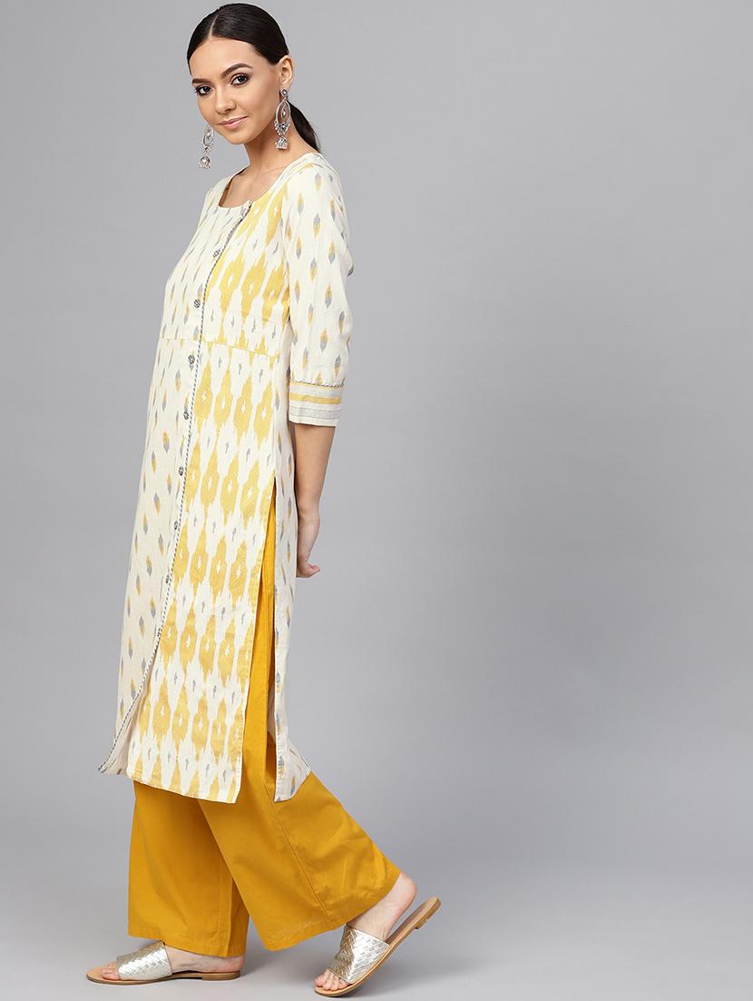 ikat print straight kurta - 16634735 - Standard Image - 1
