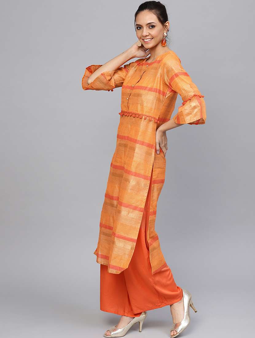 bell sleeves straight kurta - 16634738 -  Standard Image - 1