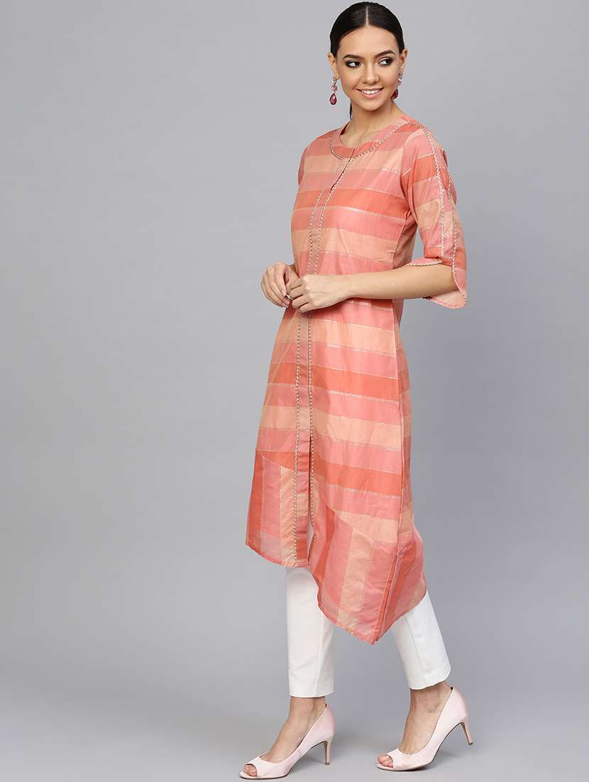 striped asymmetric kurta - 16634753 -  Standard Image - 1