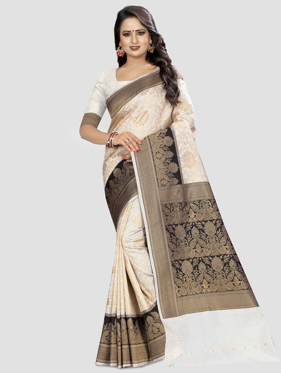 self-design kanjivaram saree with blouse