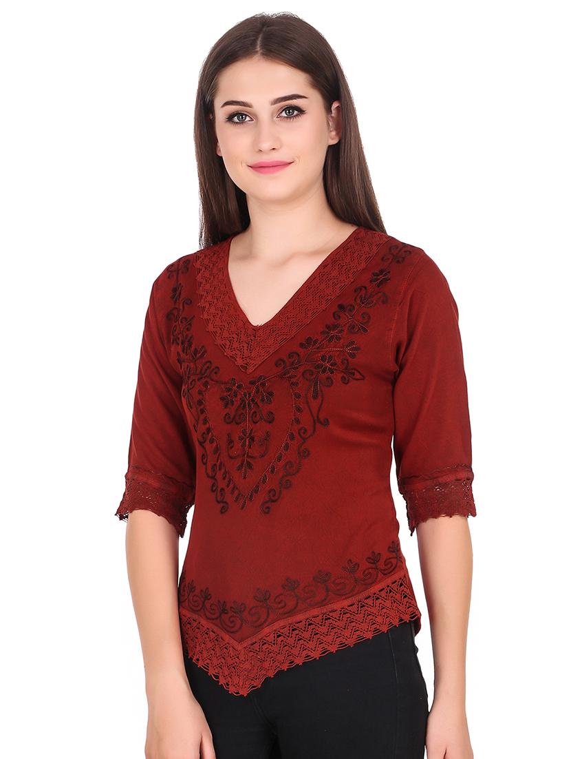 lace detail tie & dye top - 16640208 - Standard Image - 1
