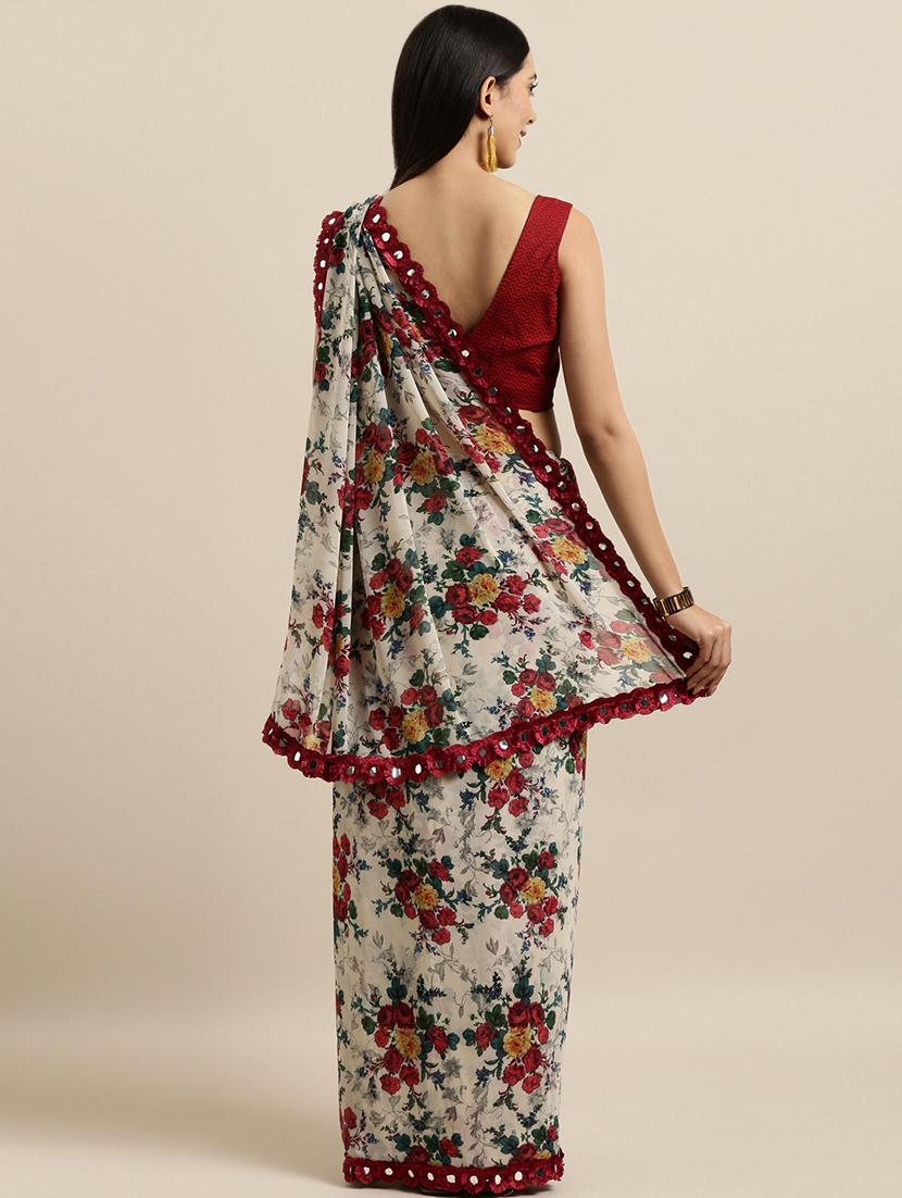 floral printed saree with blouse - 16640336 -  Standard Image - 1
