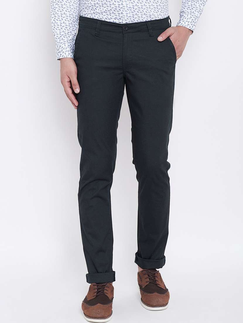 navy blue textured chinos  - 16640394 -  Standard Image - 1