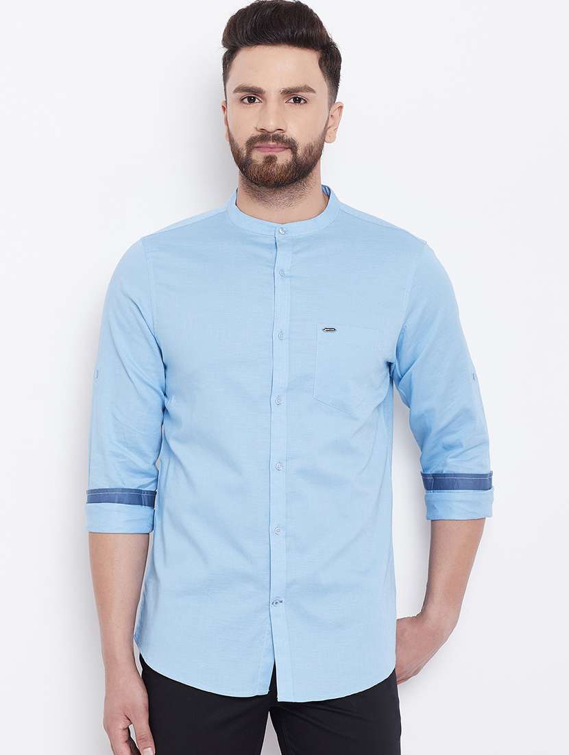 light blue linen casual shirt - 16640412 -  Standard Image - 1