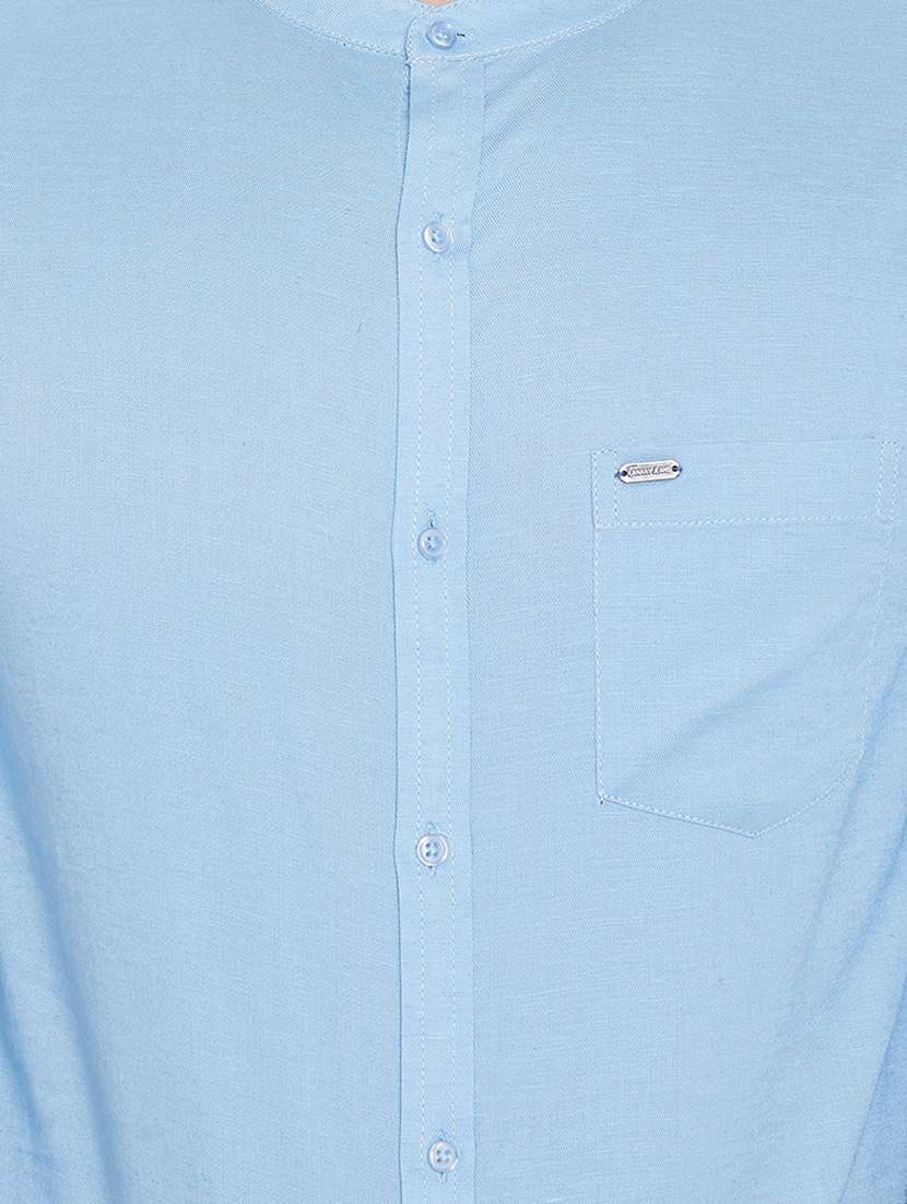 light blue linen casual shirt - 16640412 - Standard Image - 4