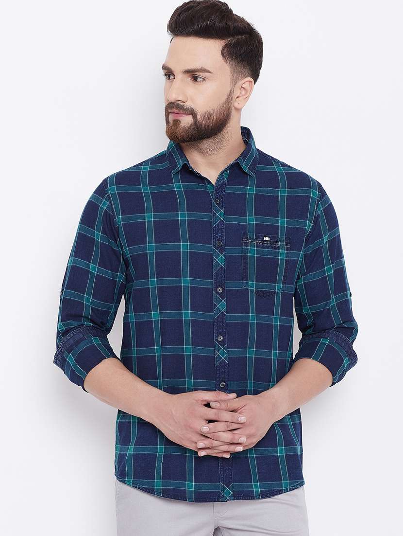 green checkered casual shirt - 16640428 - Standard Image - 1