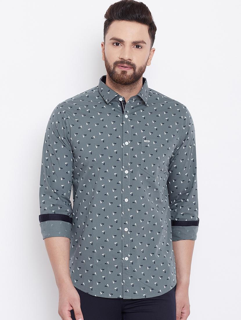 grey printed casual shirt - 16640431 - Standard Image - 1