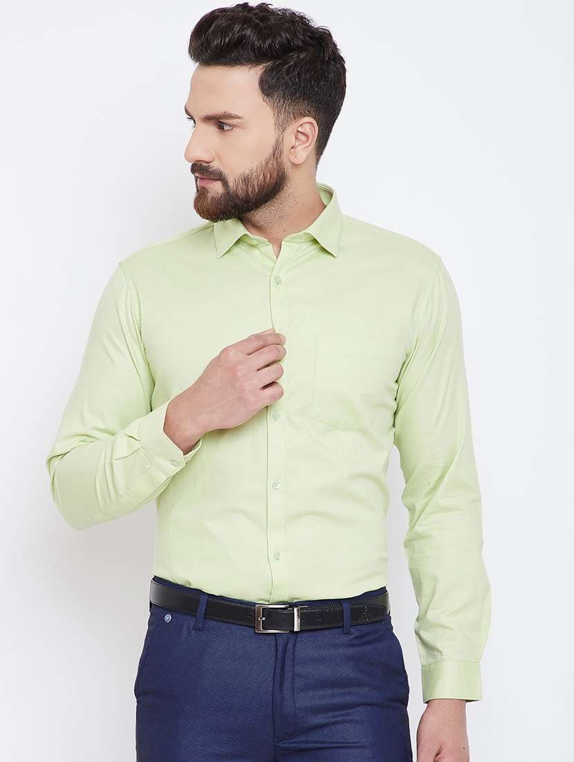 green solid formal shirt - 16640440 -  Standard Image - 1
