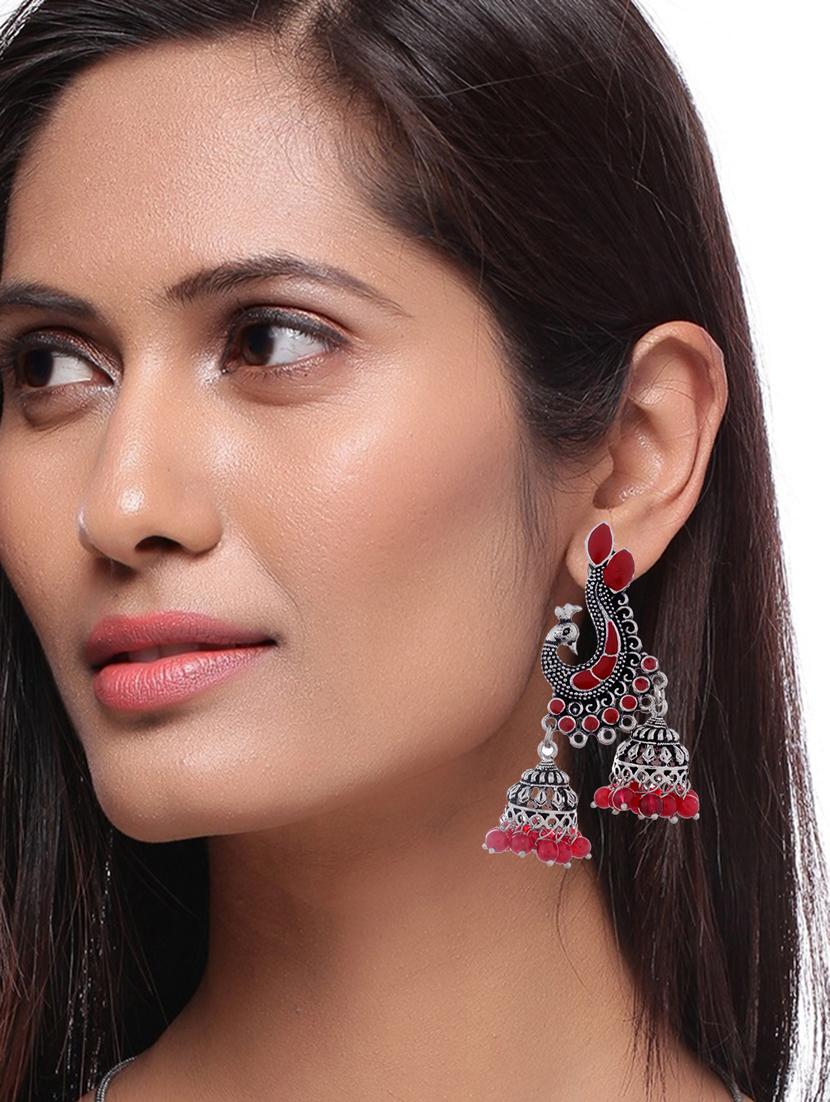 silver plated jhumka earring  - 16641432 -  Standard Image - 1