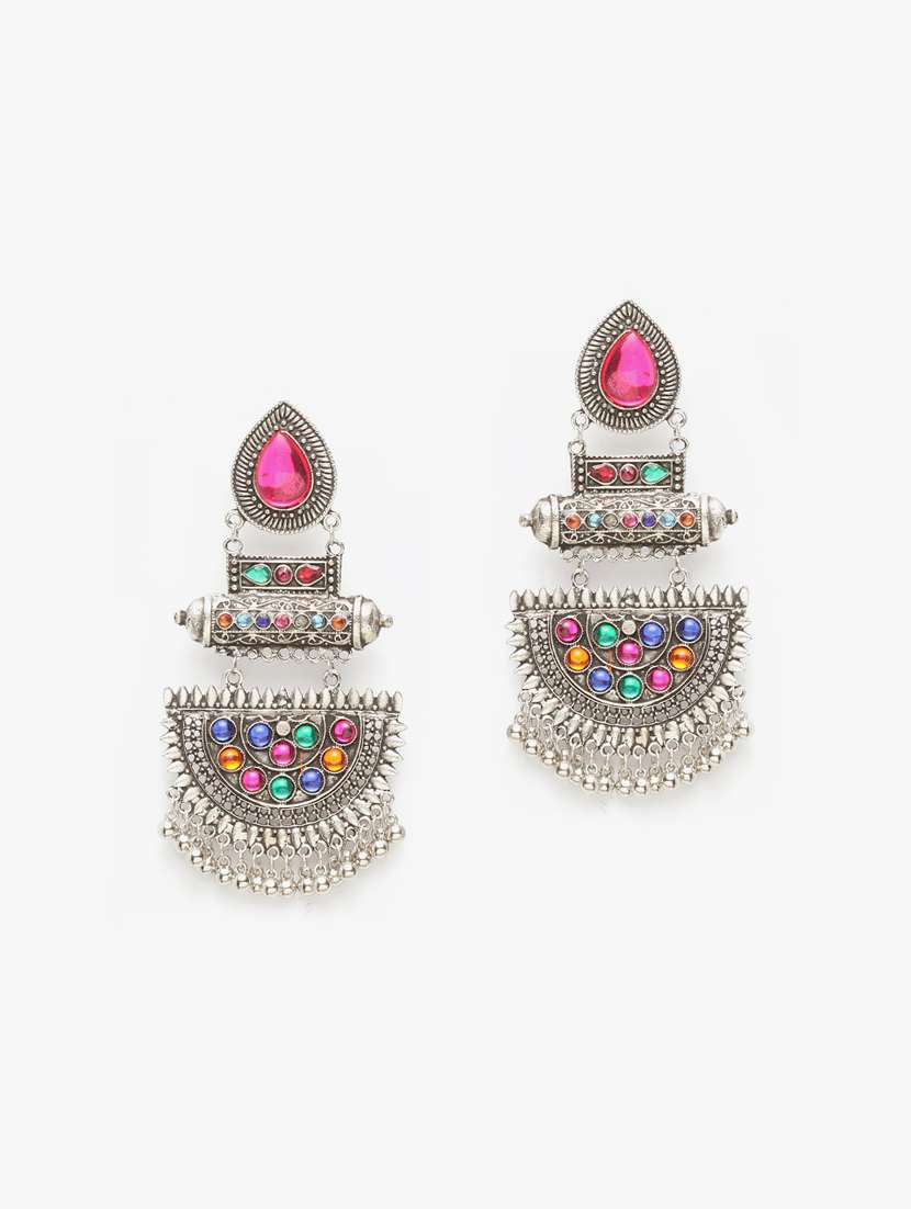 multi colored metal drop earring