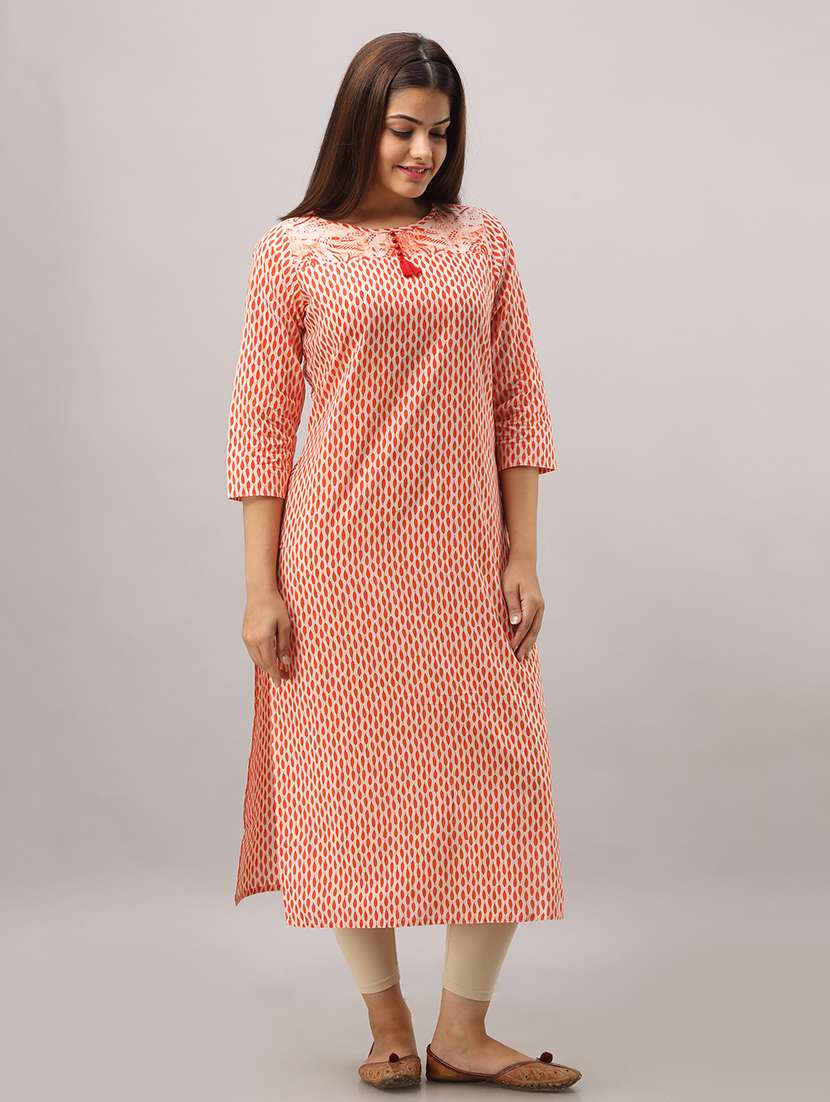 printed a-line kurta - 16642287 - Standard Image - 1