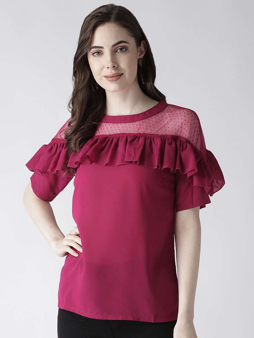 ruffle detail mesh inserted top