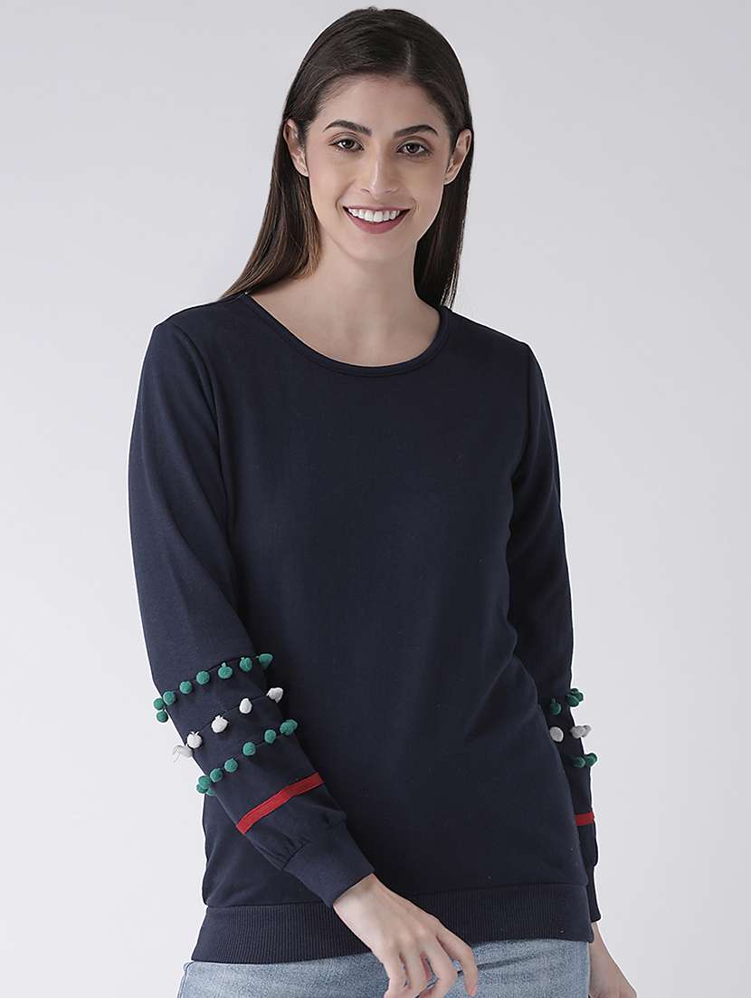 pom pom detail solid sweatshirt - 16645816 - Standard Image - 1