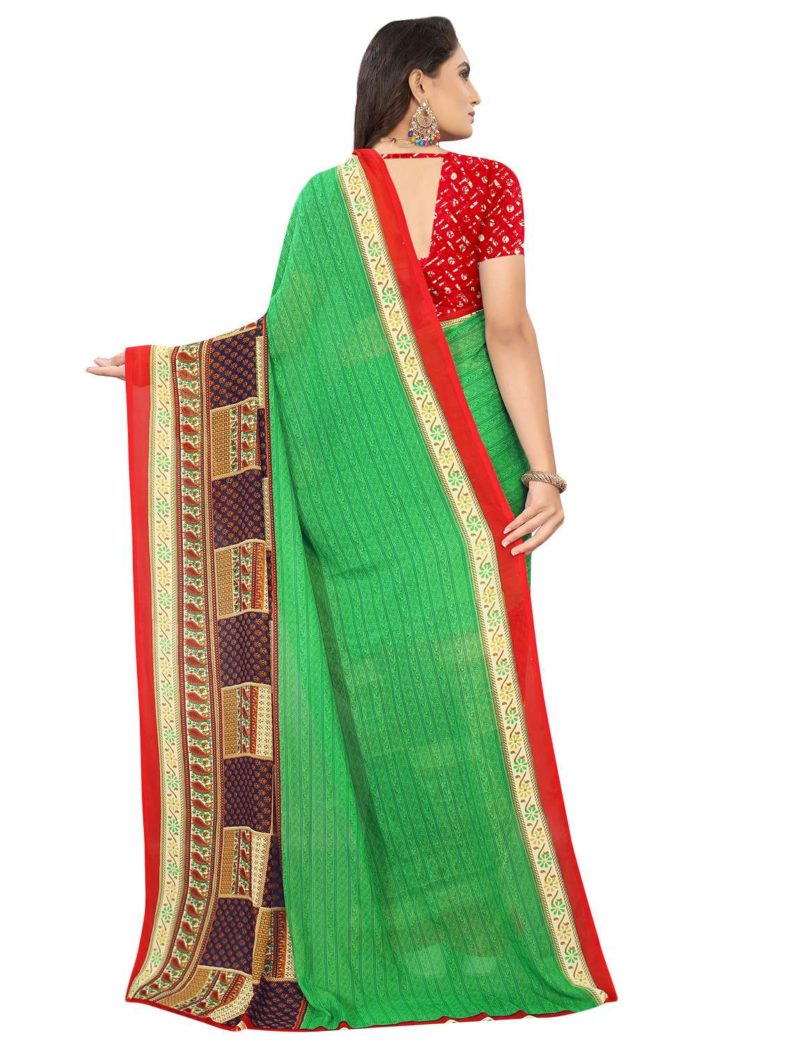 women's paisley green colored saree with blouse - 16646000 -  Standard Image - 1