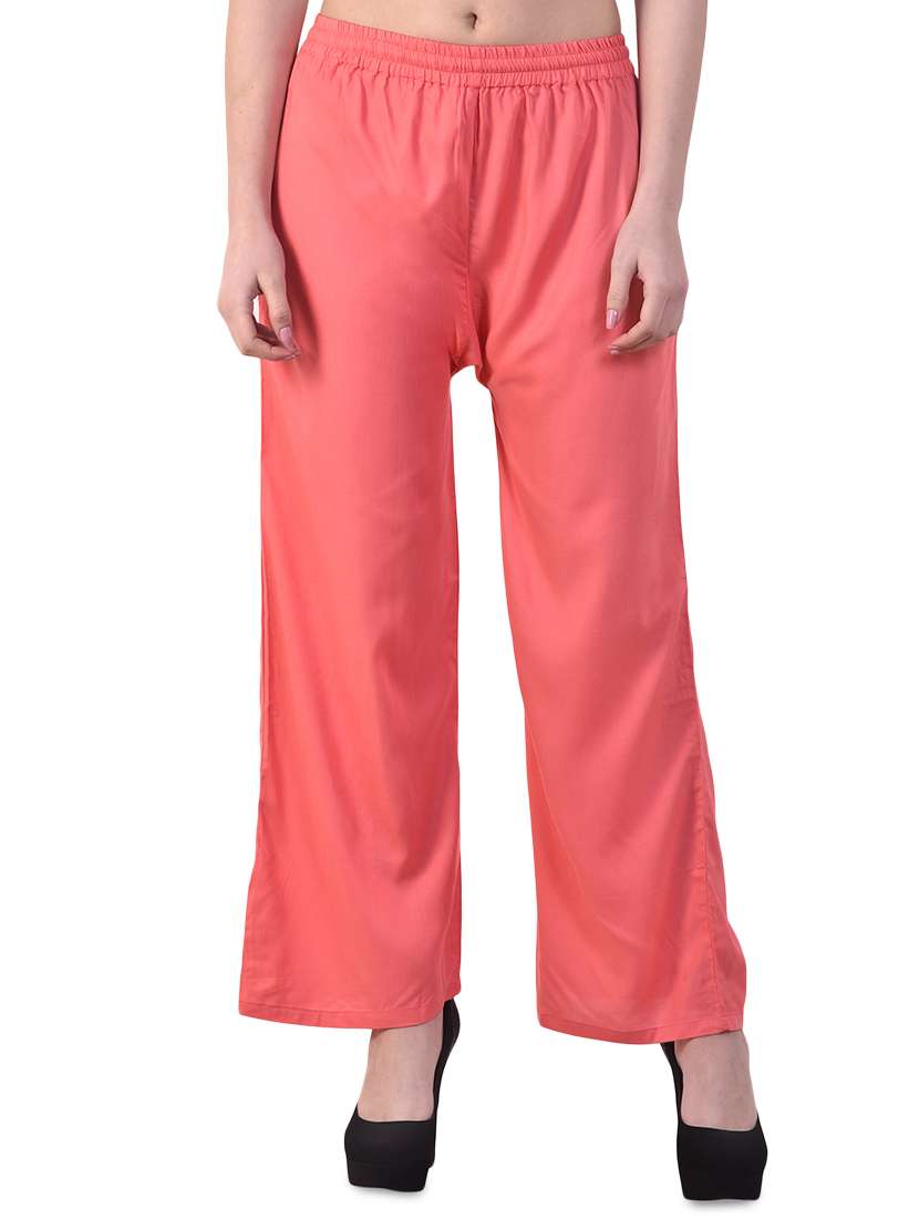 high rise solid straight palazzo