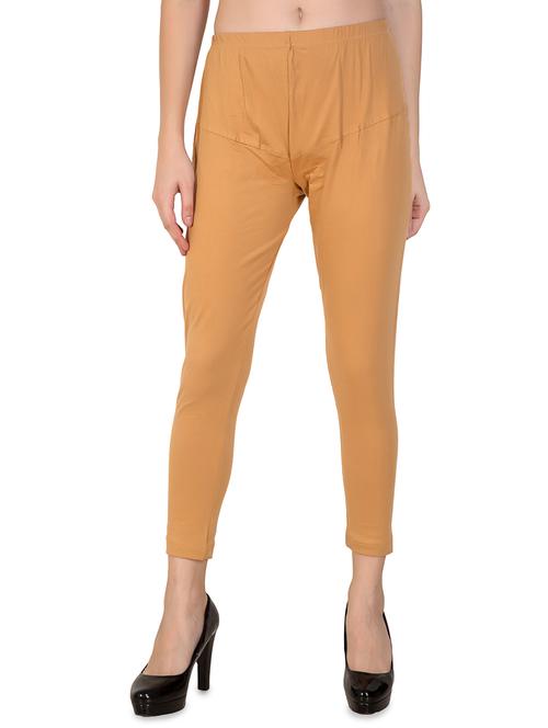 brown solid ankle length leggings - 16646230 - Standard Image - 0