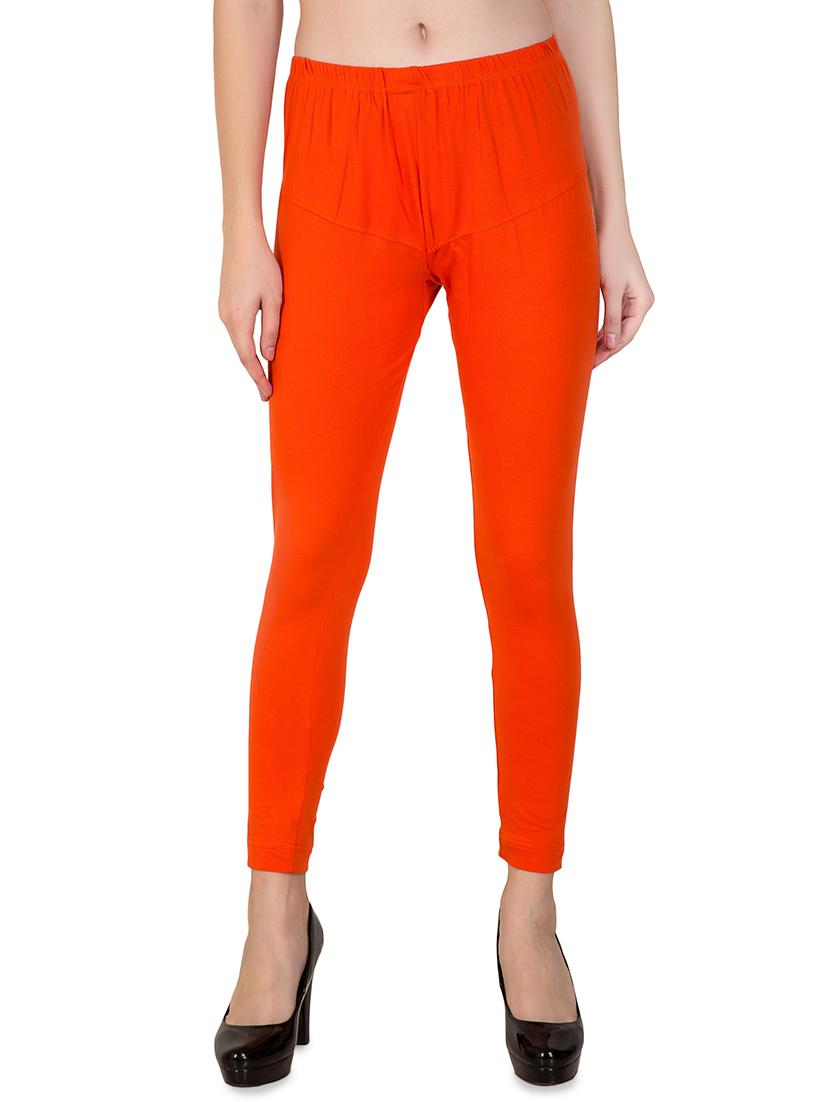 orange solid ankle length leggings - 16646240 - Zoom Image - 0