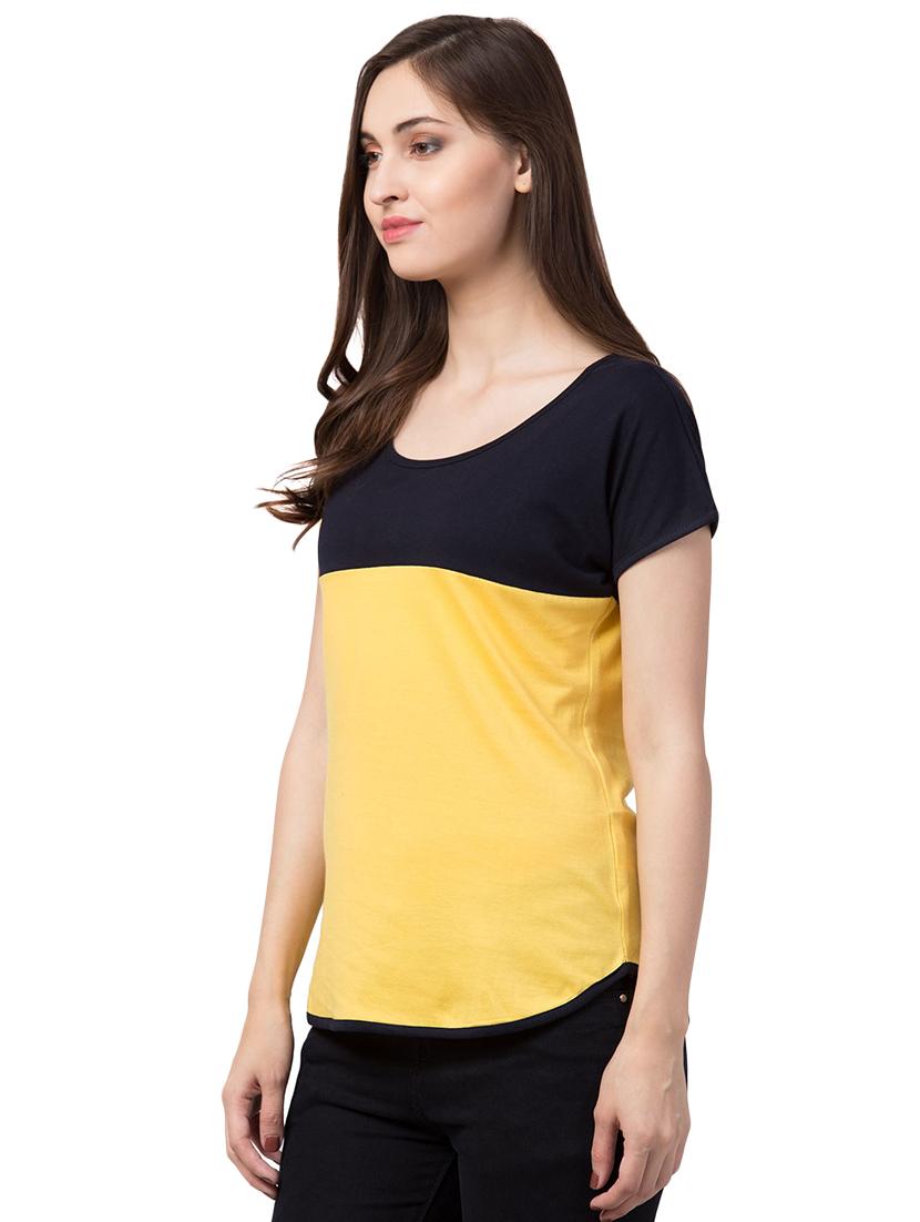 color block round neck tee - 16649177 - Standard Image - 1