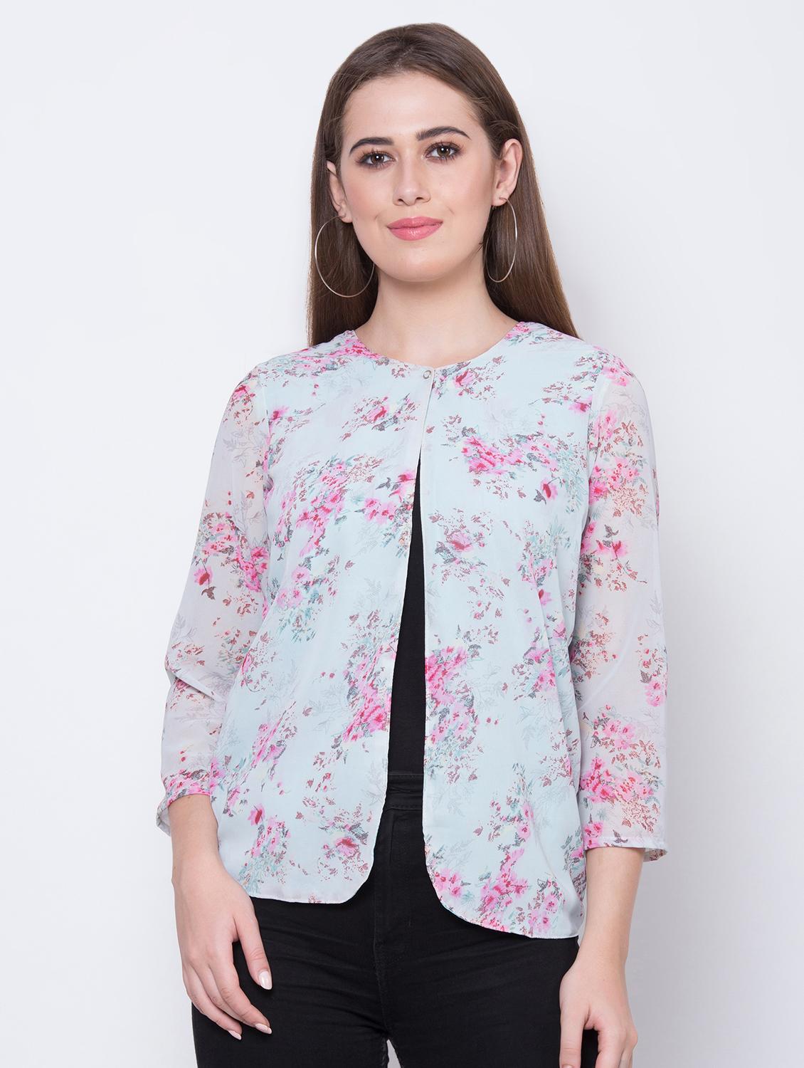 long sleeved floral summer jacket - 16649551 - Standard Image - 1
