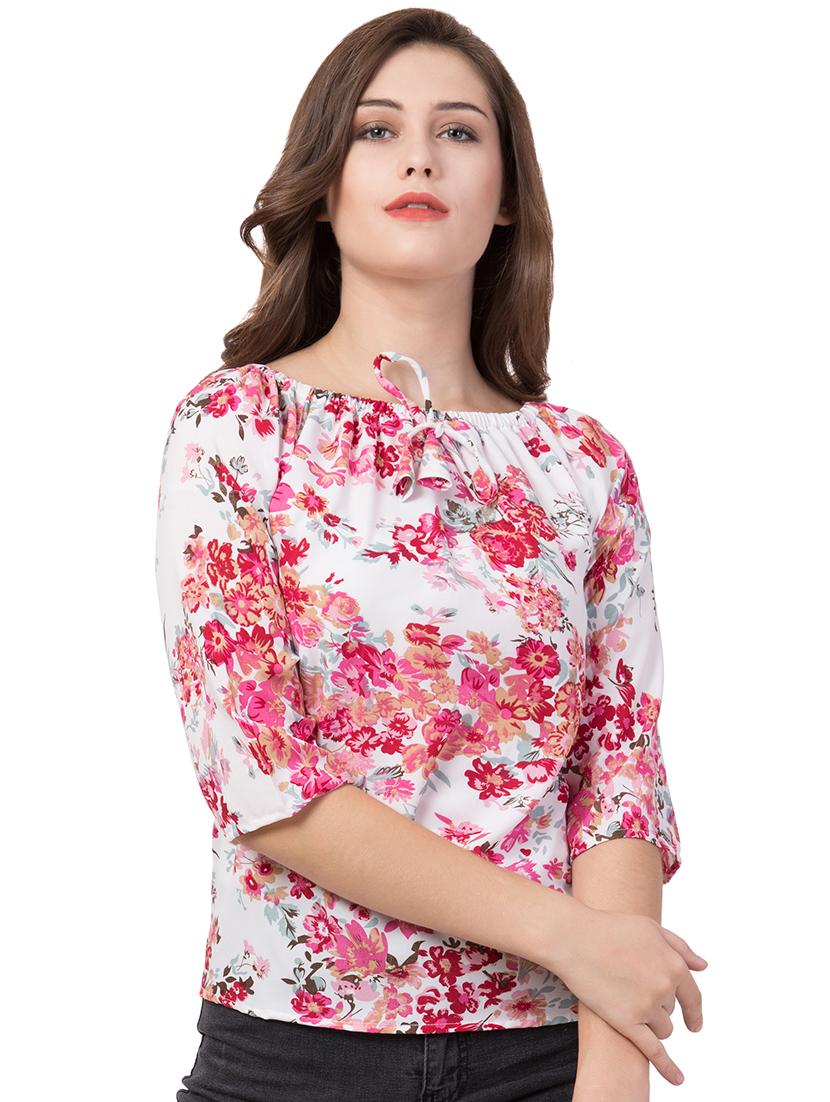 off shoulder floral top - 16650950 - Standard Image - 1