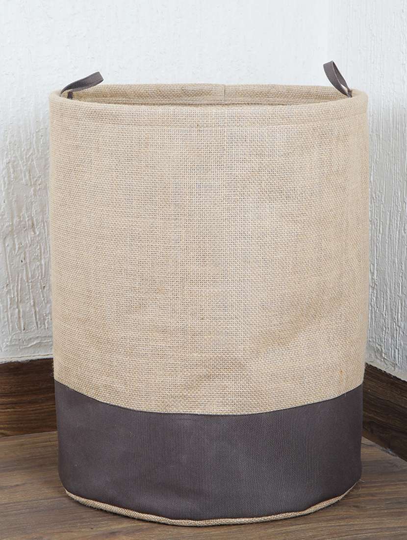 brown jute storage hamper