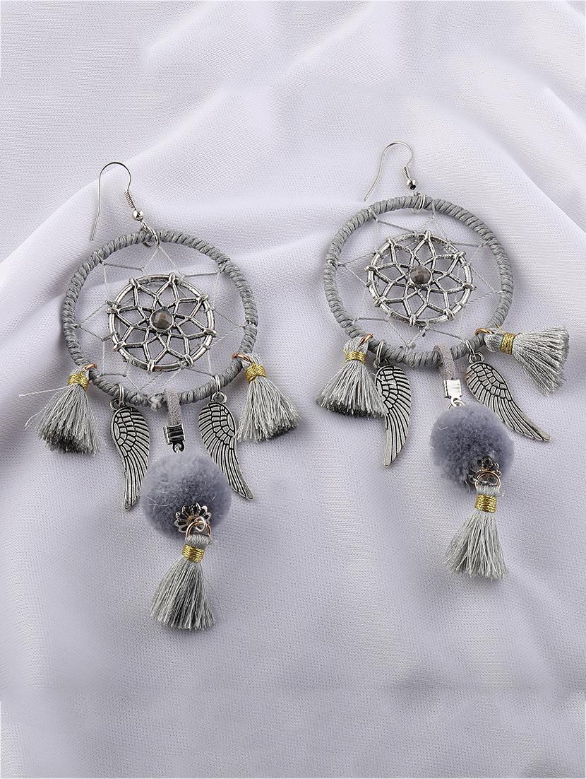 grey metal drop earring - 16658789 -  Zoom Image - 0