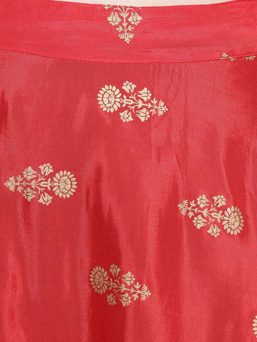 Foil Print Flared Skirt Top Set 