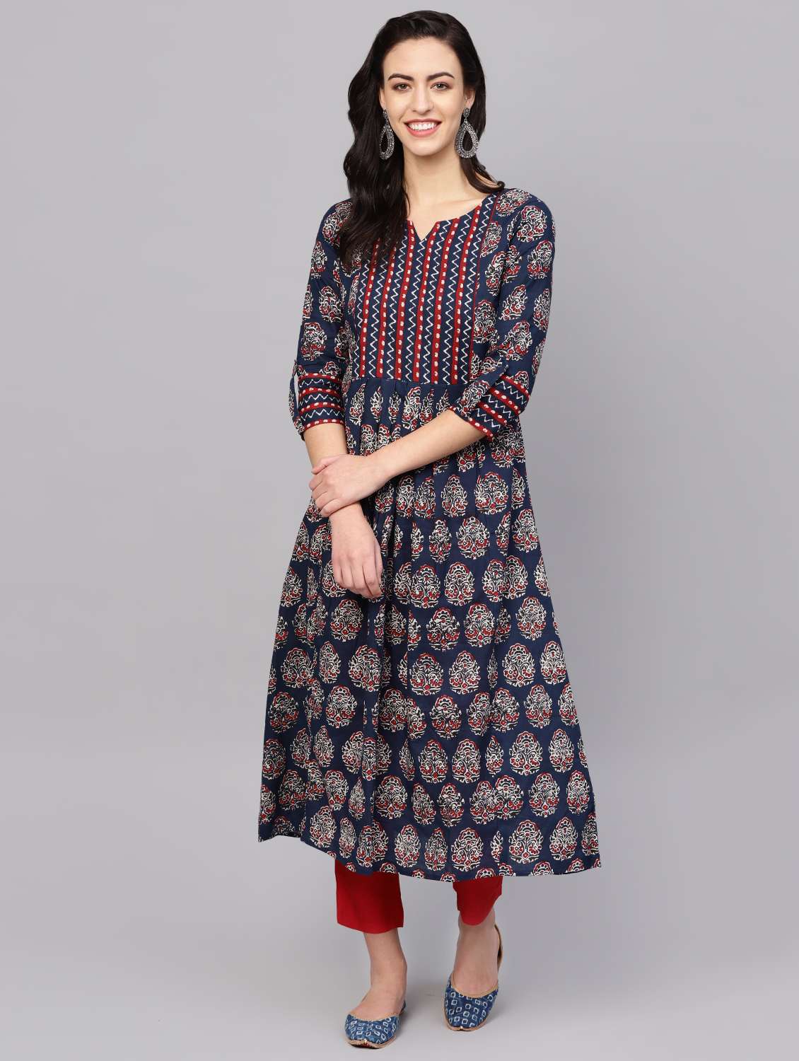 color block flared kurta 