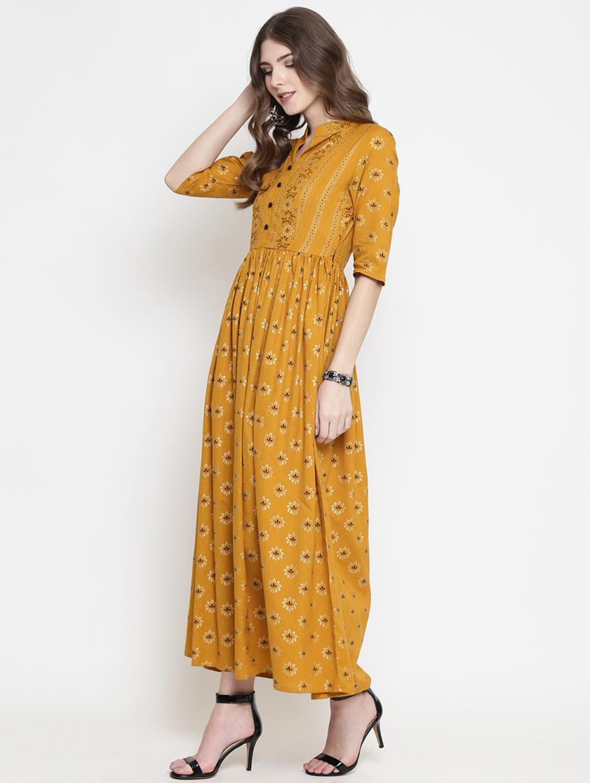 floral print flared ethnic dress - 16659219 - Standard Image - 1