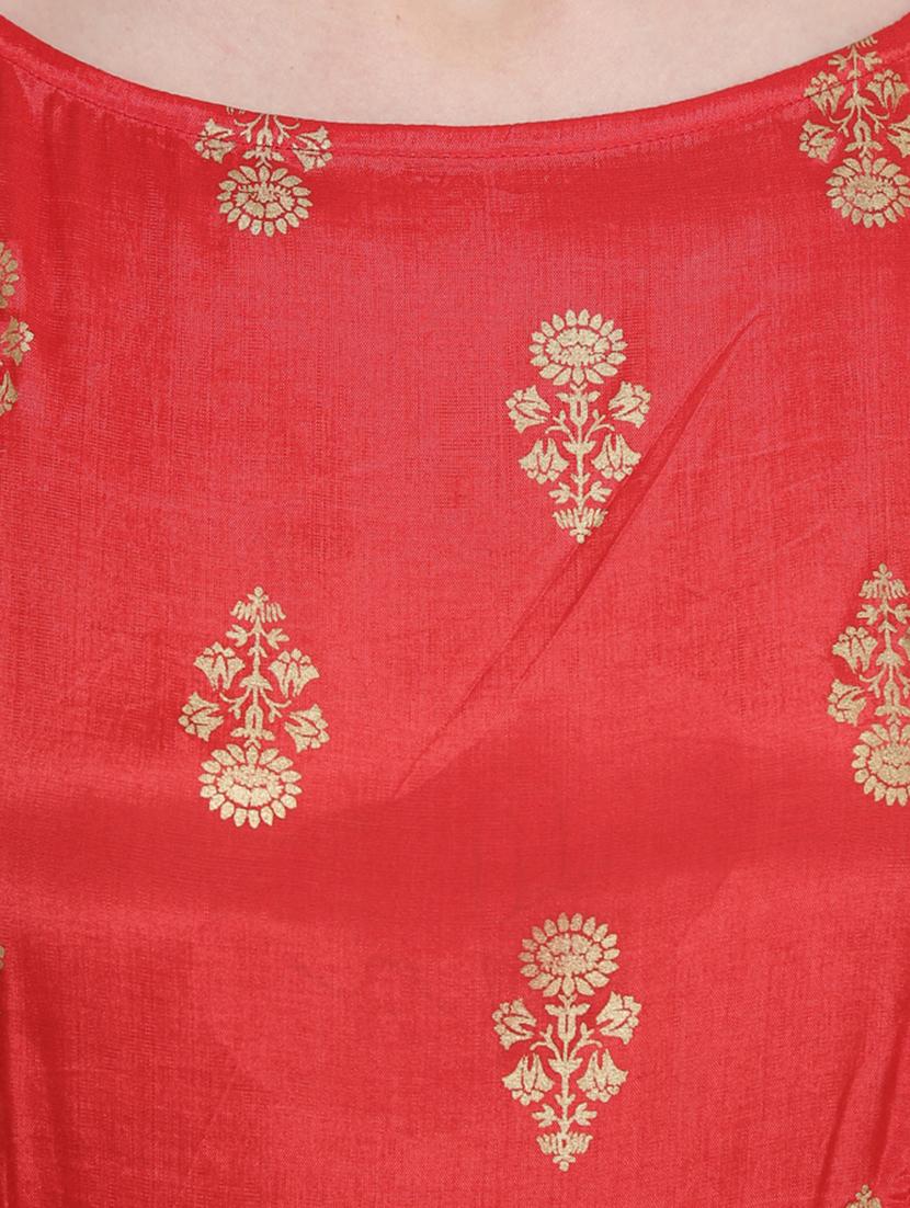 foil printed flared ethnic dress - 16659222 - Standard Image - 4
