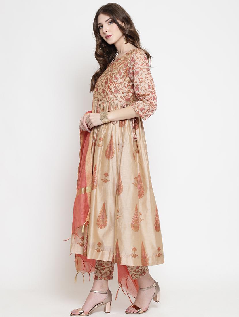 pastel floral flared angrakha kurta  - 16659227 -  Standard Image - 1