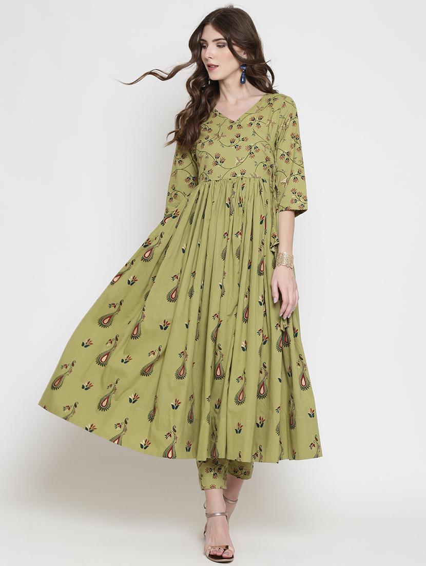 floral printed flared kurta  - 16659228 -  Standard Image - 1