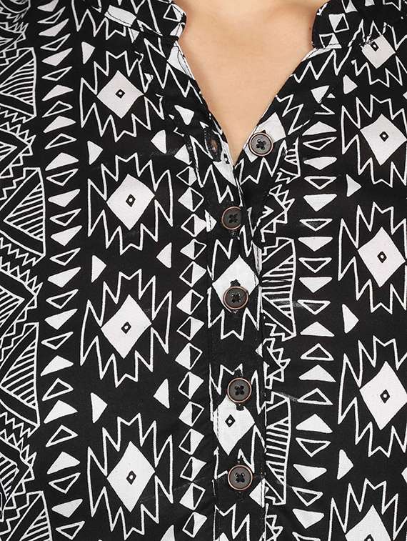 women's straight mandarin neck top - 16659478 - Standard Image - 4