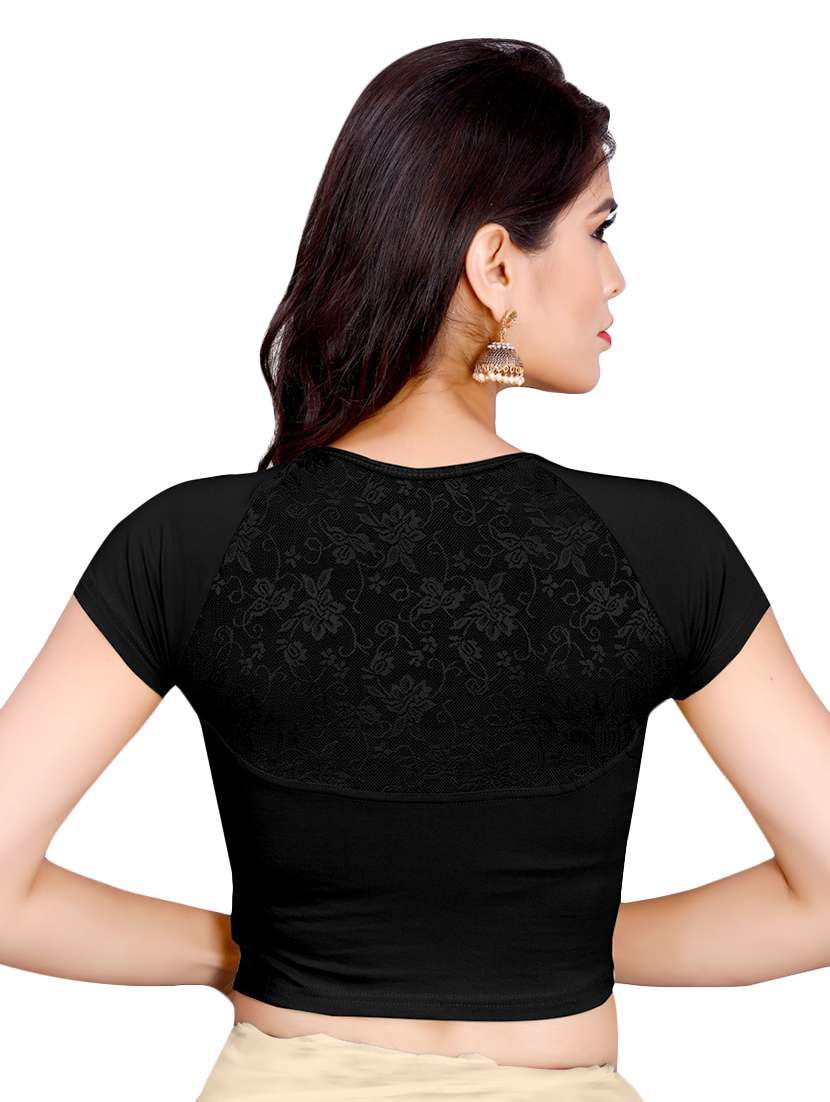net yoke solid blouse - 16660055 -  Standard Image - 1