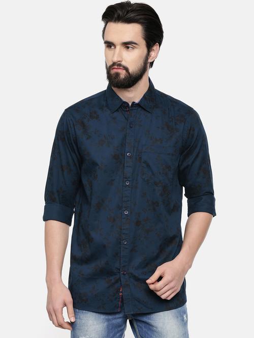 blue printed casual shirt - 16661104 - Standard Image - 0