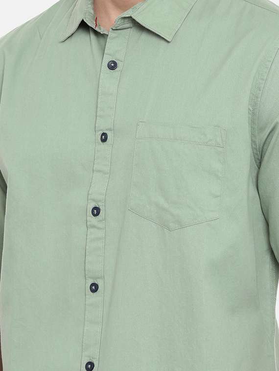 men neo mint solid regular fit long sleeves casual shirt - 16661475 - Standard Image - 4