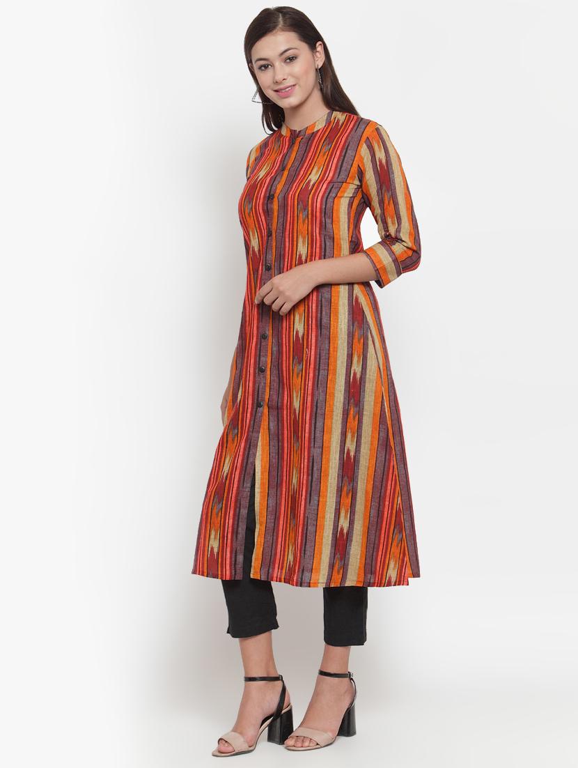 ikat print a-line kurta - 16663032 - Standard Image - 1