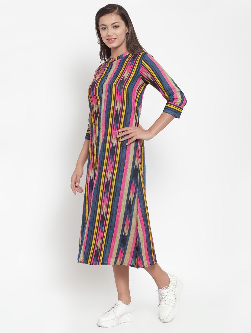 ikat print a-line kurta - 16663033 - Standard Image - 1