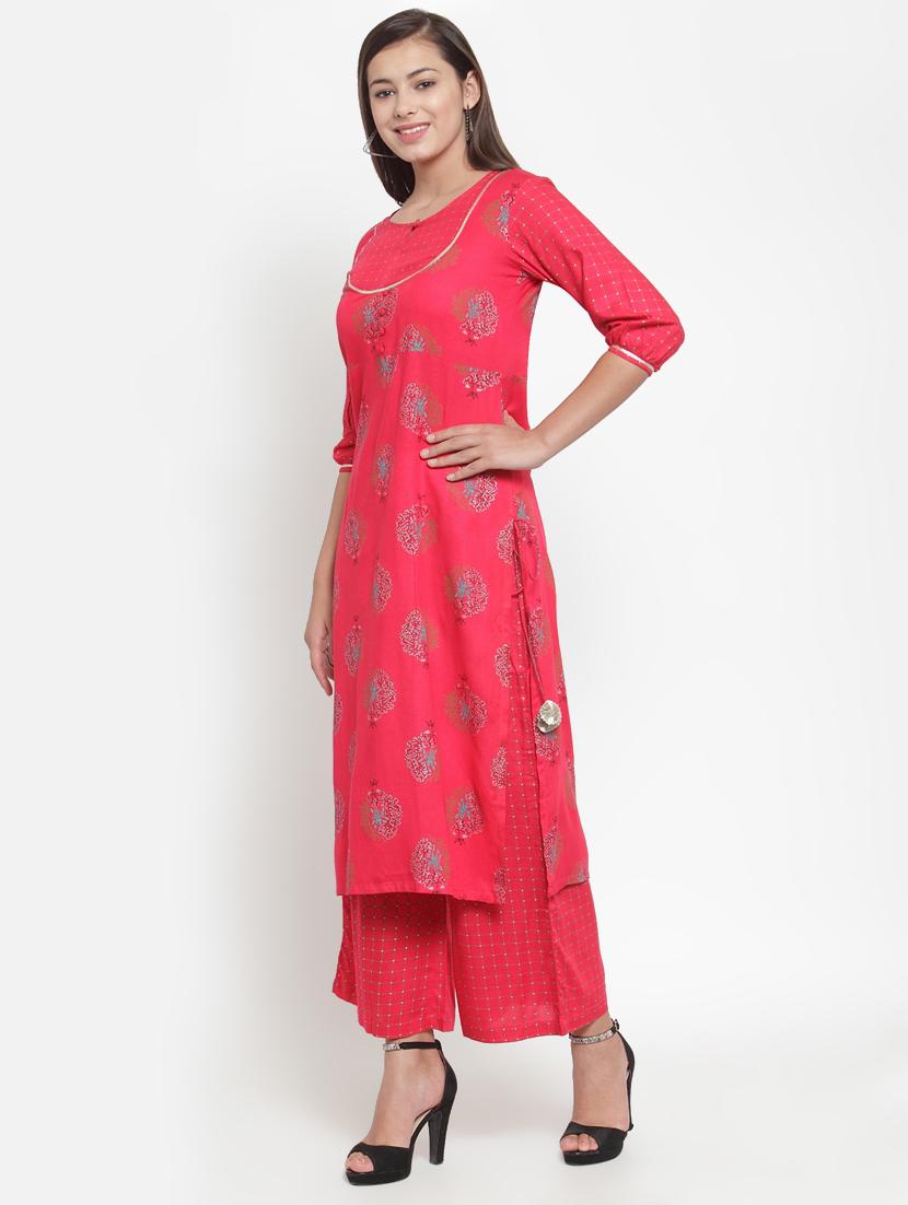 foil print straight kurta - 16663039 - Standard Image - 1