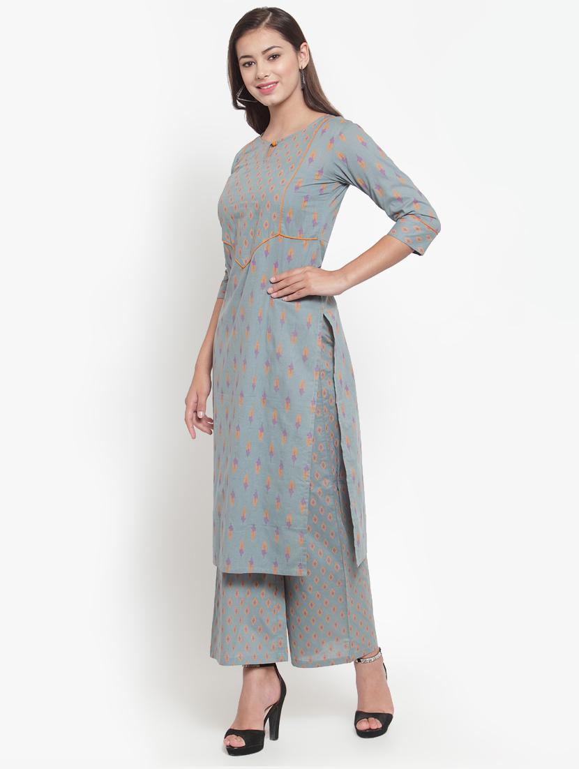 ikat print straight kurta - 16663048 - Standard Image - 1
