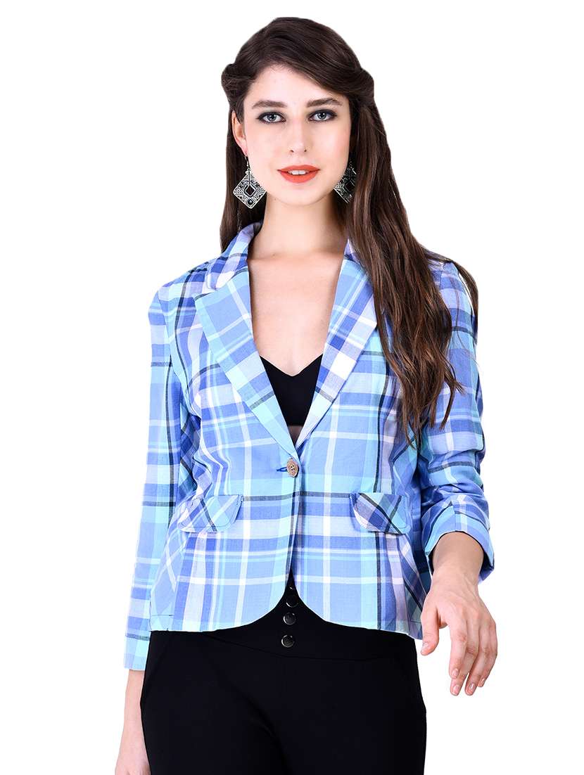 pocket detail checkered blazer 