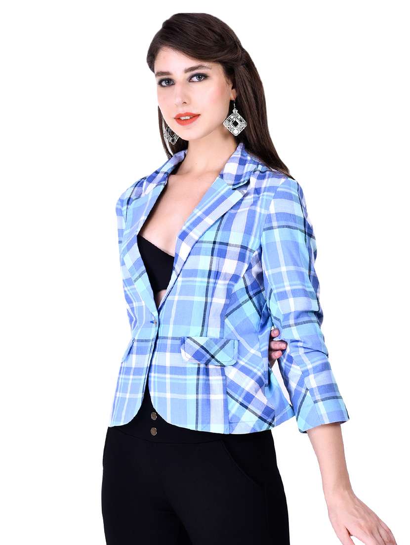 pocket detail checkered blazer - 16664780 - Standard Image - 1